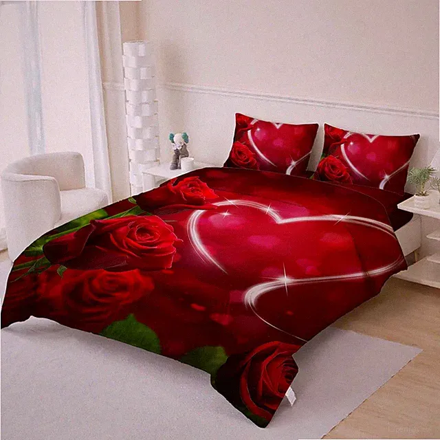 3D Love Red Roses Quilt Cover Set Bedding Sets Pillowcases