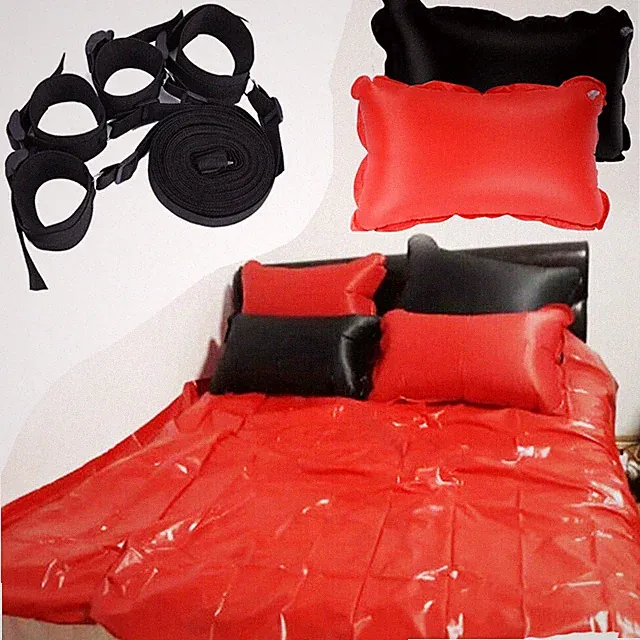 Bed Sheet King Size Rubber Fitted Waterproof Couples Love Sex Inflatable Pillow