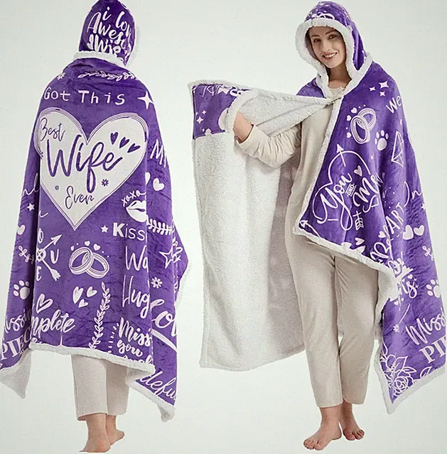 Best Wife Ever Wearable Blanket Hoodie, Valentines Day Gifts for Her Wife Women