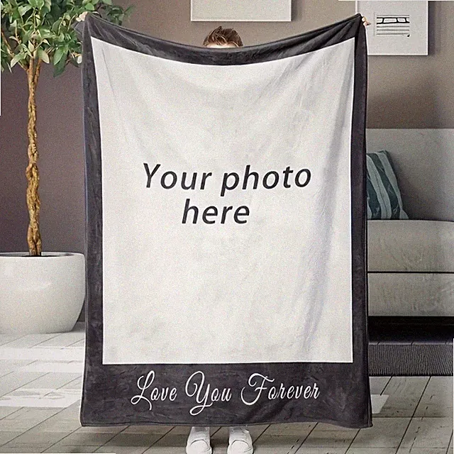 Custom Photo Fleece Blanket Personalized Picture Throw Blanket Anniversary Gift