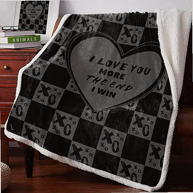 I LOVE YOU MORE Ultra Soft Dark Grey Sherpa Fleece Blanket 49x79 Inches