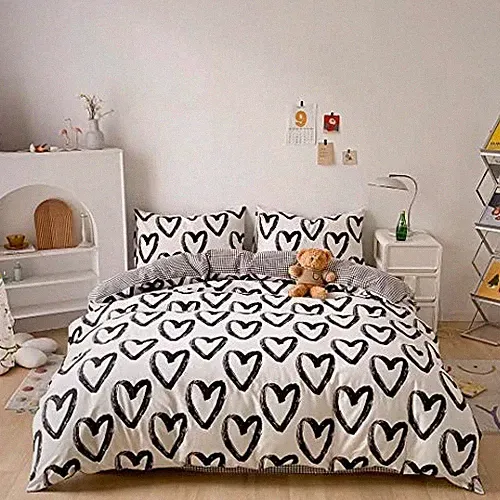 Love Duvet Cover Twin Heart Twin (68 in x 86 in-duvet cover) Black White Heart