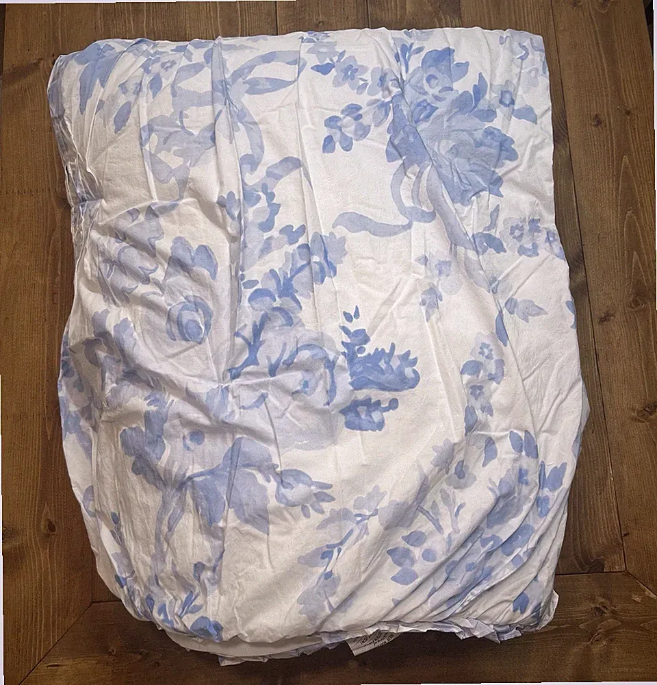 Love Shack Fancy Garden Damask Smocked Quilt NWOT Blue/Ivory