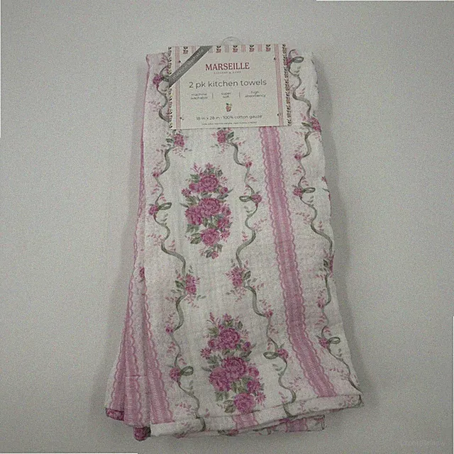 Marseille 2pk kitchen towels. Pink floral design Dupe Love Shack Fancy