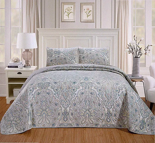 Masterplay 3-Piece Full Size Quilt Set Velvet Bedspread Coverlet Fine Printed Wa
