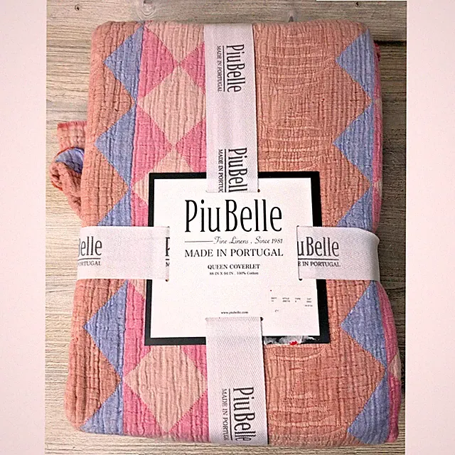 PiuBelle QUEEN Pastel Diamond Quilted Coverlet 100% Cotton Multicolor Geometric