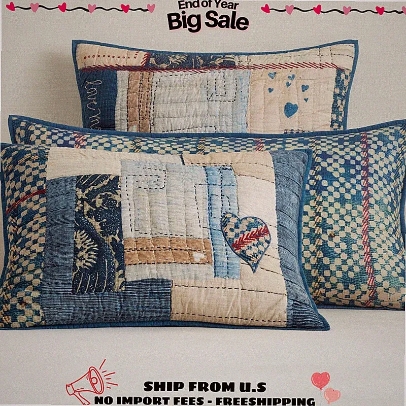 Pottery Barn Love Handcrafted Reversible Quilted Combo 2 Shams
