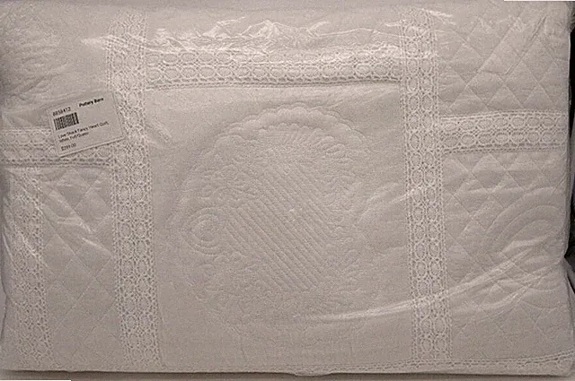 Pottery Barn Love Shack Fancy Bow Heart Patchwork FULL / QUEEN Quilt ~ White