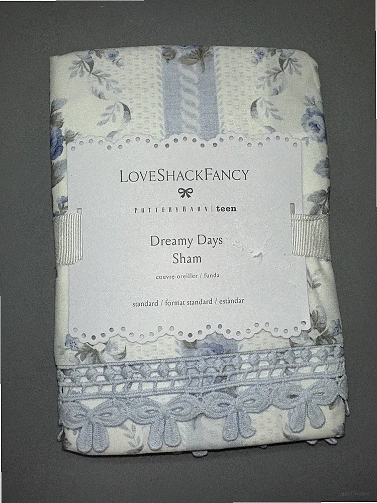 Pottery Barn Teen Love Shack Fancy Dreamy Days Pillow Sham - Blue- Standard -NEW