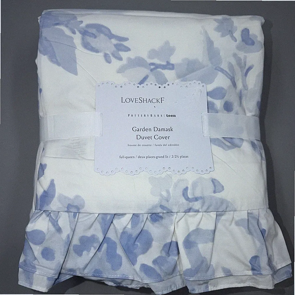 Pottery Barn x Love Shack Fancy- Garden Damask Duvet Cover- Full/Queen- Blue NWT