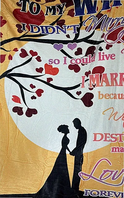 Romantic Couple Love Blanket Throw Soft Fleece Wedding Gift I Love You 50"X60"