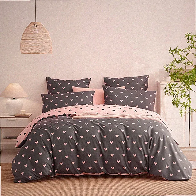 Sedefen Heart Duvet Cover Full Size Cute Grey Pink Love Full, and
